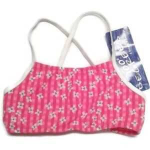 100 Degrees by Backflips Size 6 Girls Swim Top Pink Floral Checkered NEW